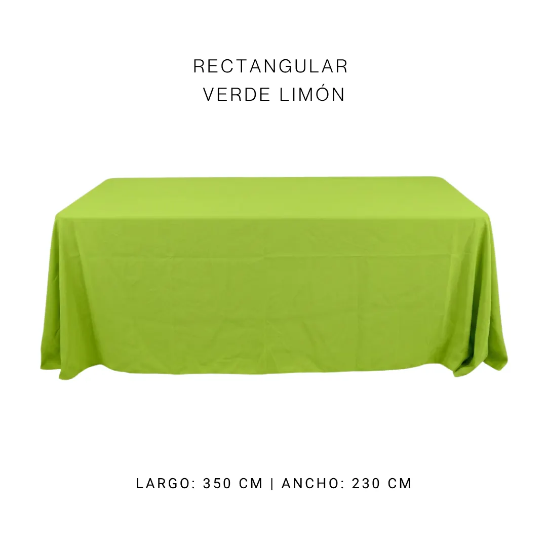 Mantel faldón verde limón — alquiler en Bogotá