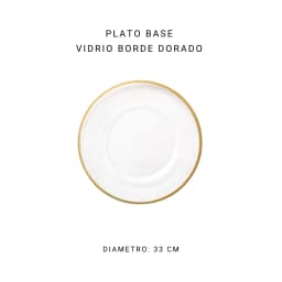 Plato base vidrio borde dorado 33 cm
