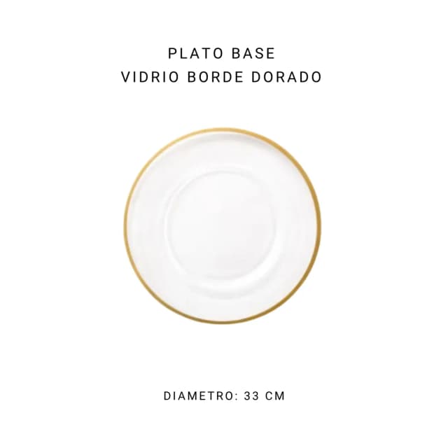 Plato base vidrio borde dorado 33 cm