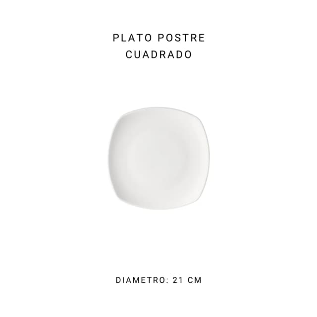 Plato postre cuadrado 21 cm