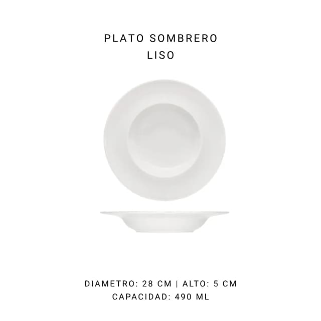 Plato sombrero liso 27 cm (250 - 340 ml)