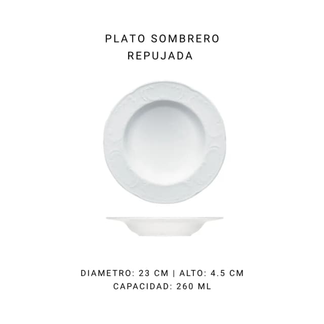 Plato sombrero repujado 23 cm