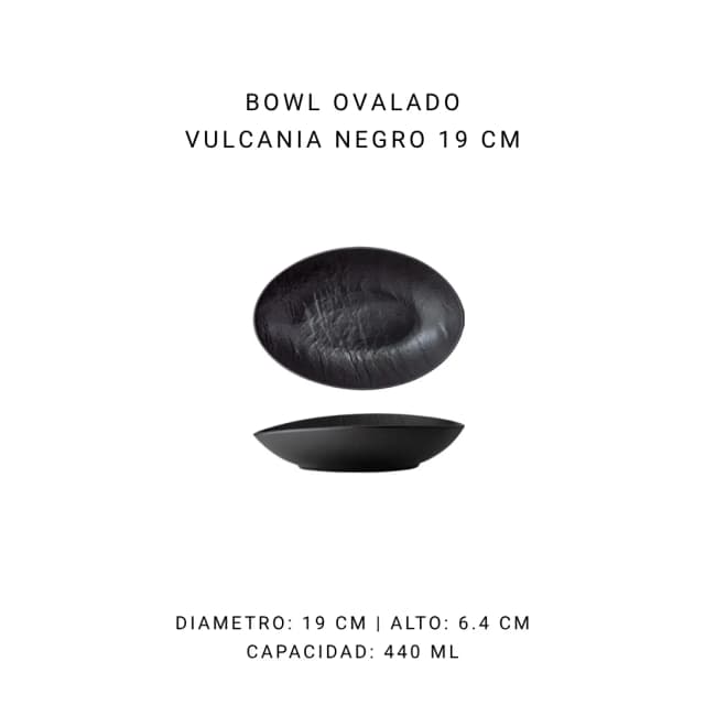 Bowl ovalado negro Vulcania 19 cm - 440 ml