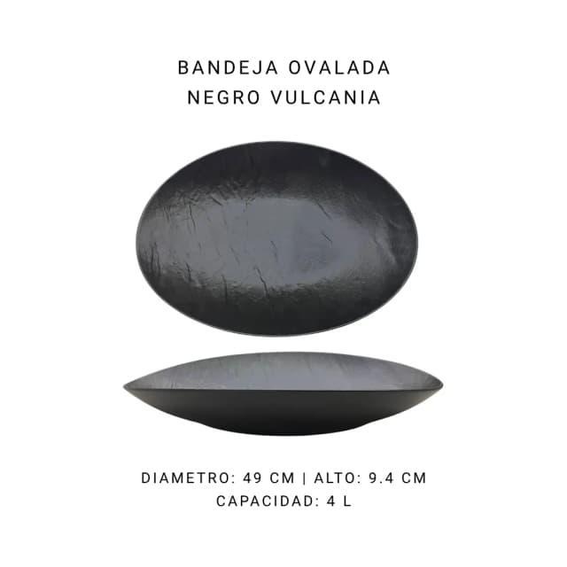 Bandeja ovalada negro Vulcania