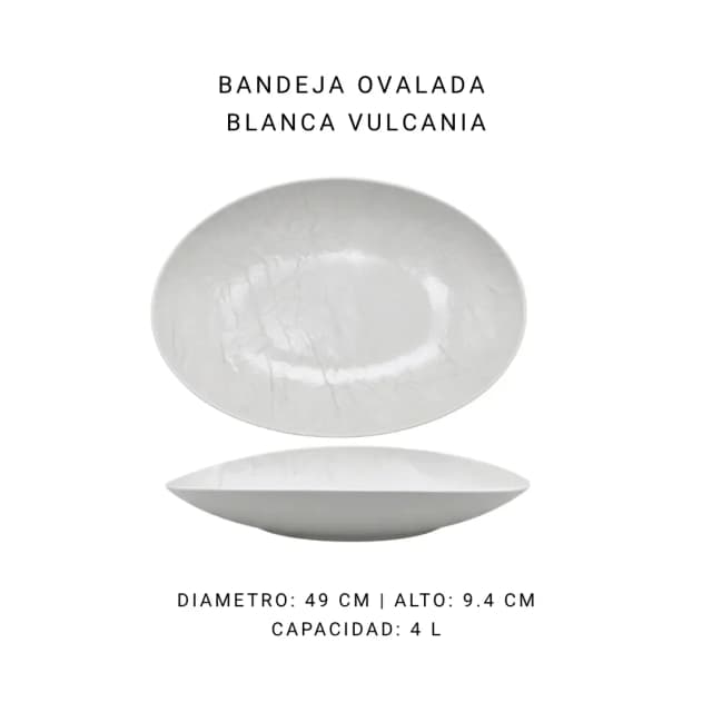 Bandeja ovalada blanca Vulcania
