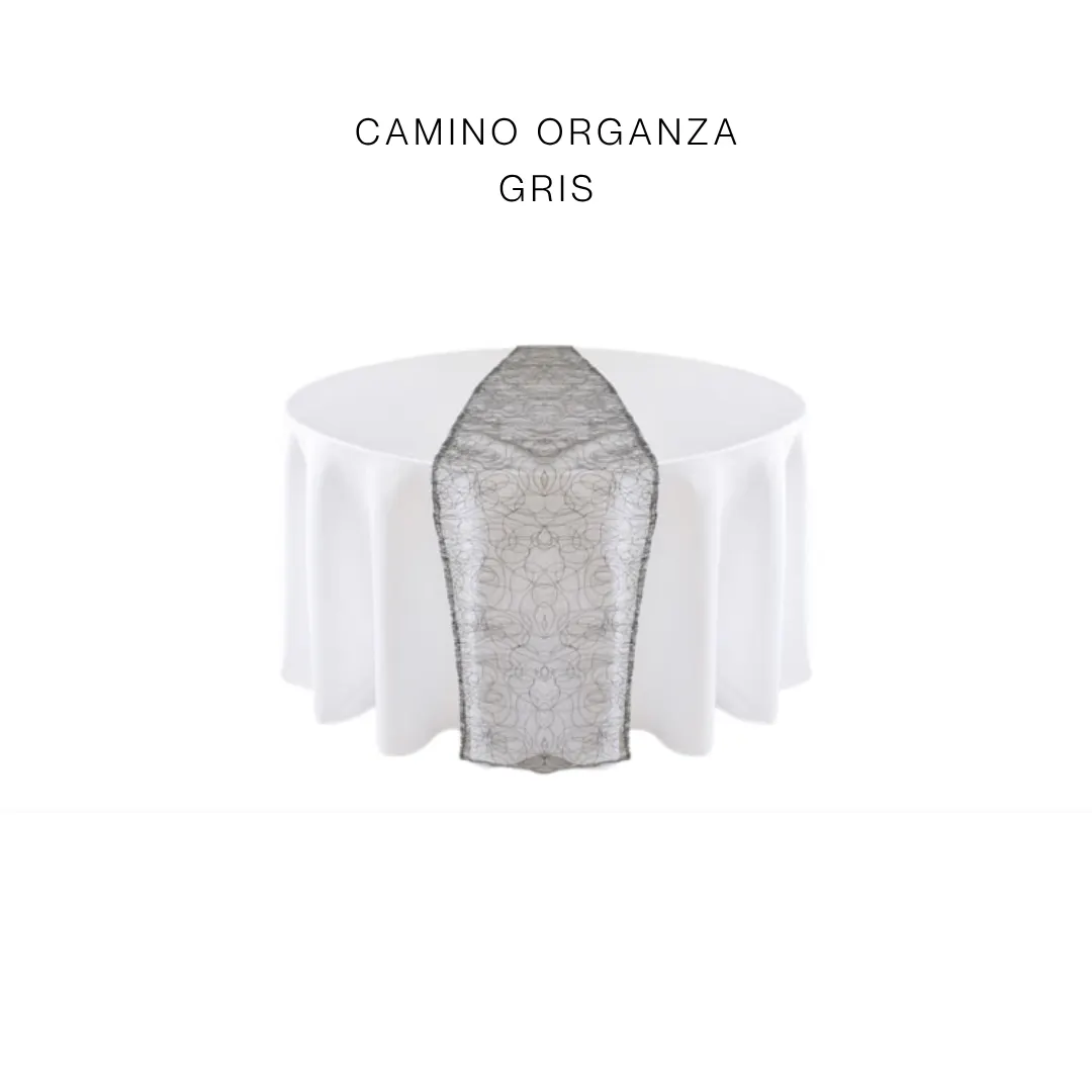 Camino organza gris — alquiler en Bogotá