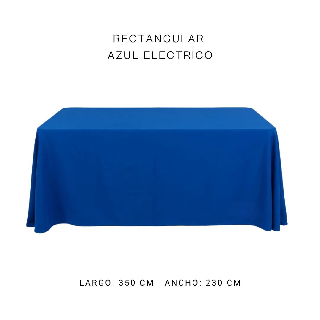 Mantel faldon azul electrico — alquiler en Bogotá