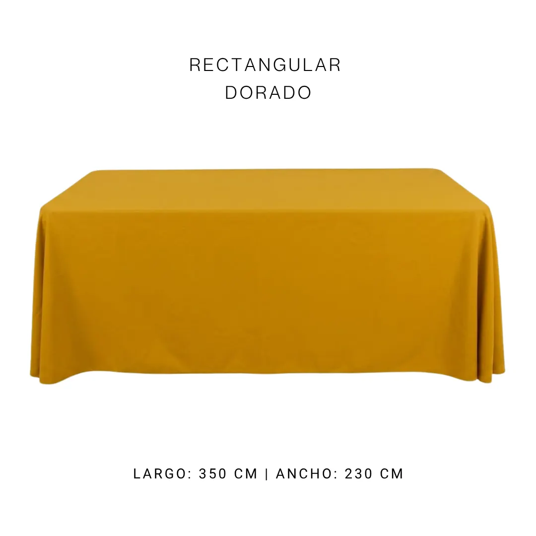 Mantel faldon dorado — alquiler en Bogotá