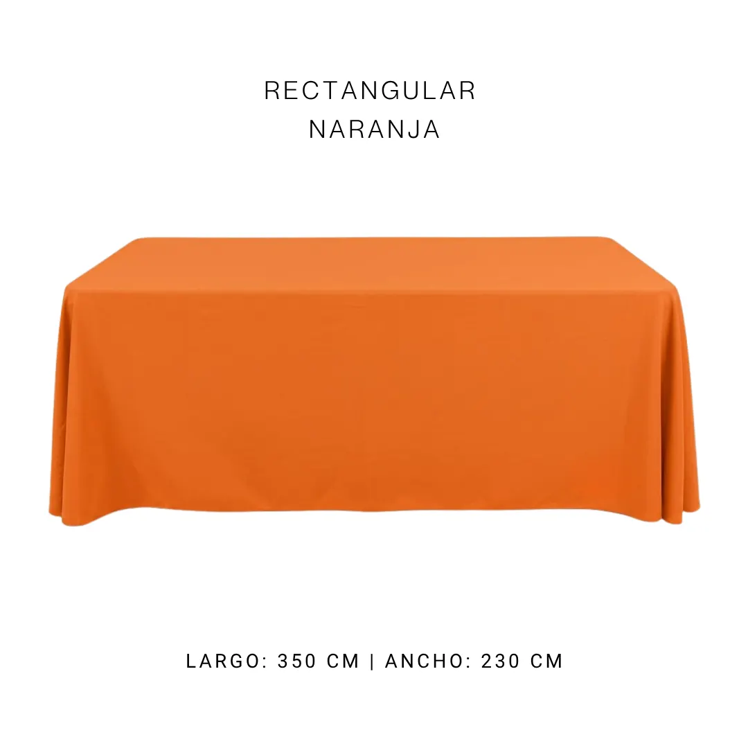 Mantel faldon naranja — alquiler en Bogotá