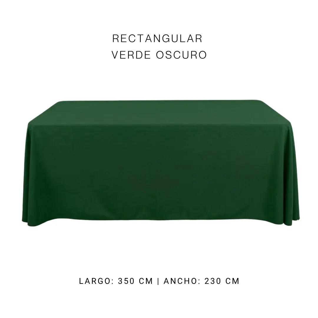 Mantel faldon verde oscuro — alquiler en Bogotá