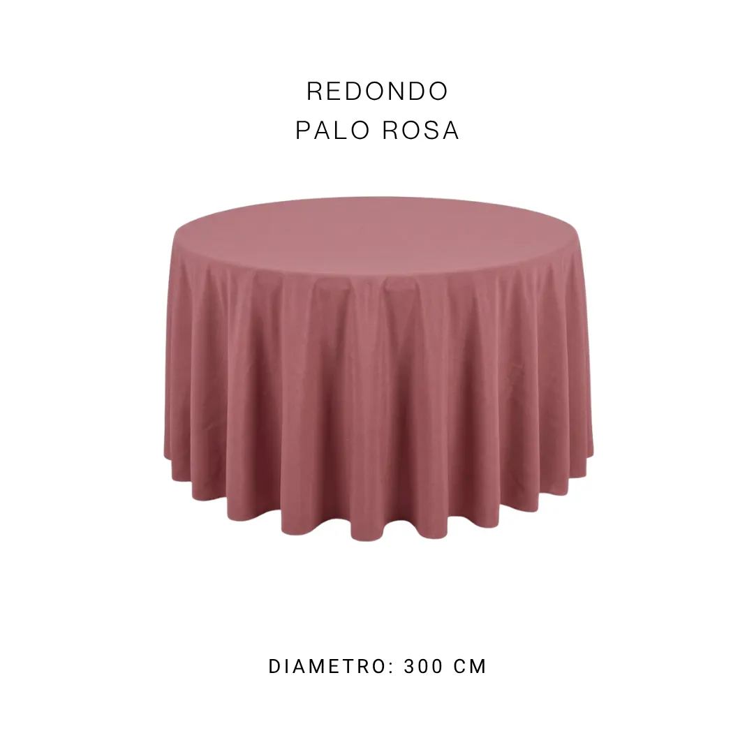 Mantel redondo palo de rosa — alquiler en Bogotá