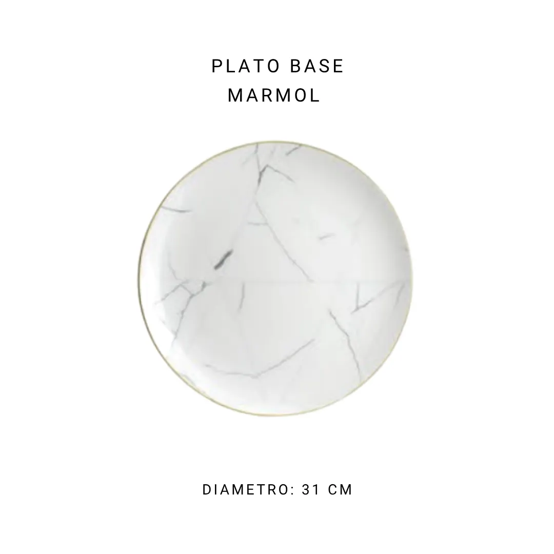 Plato base marmol 30.5 cm — alquiler en Bogotá