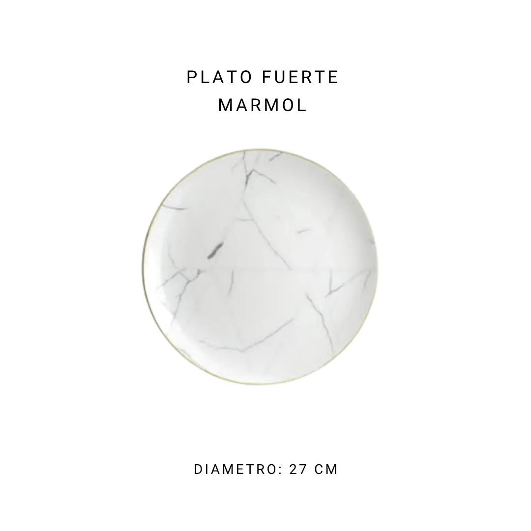 Plato fuerte marmol 26.5 cm — alquiler en Bogotá