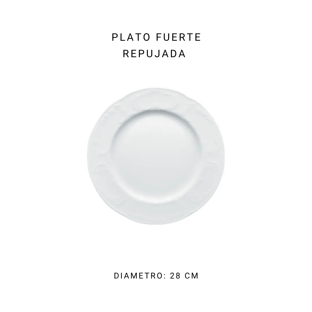 Plato fuerte repujada 27 cm — alquiler en Bogotá