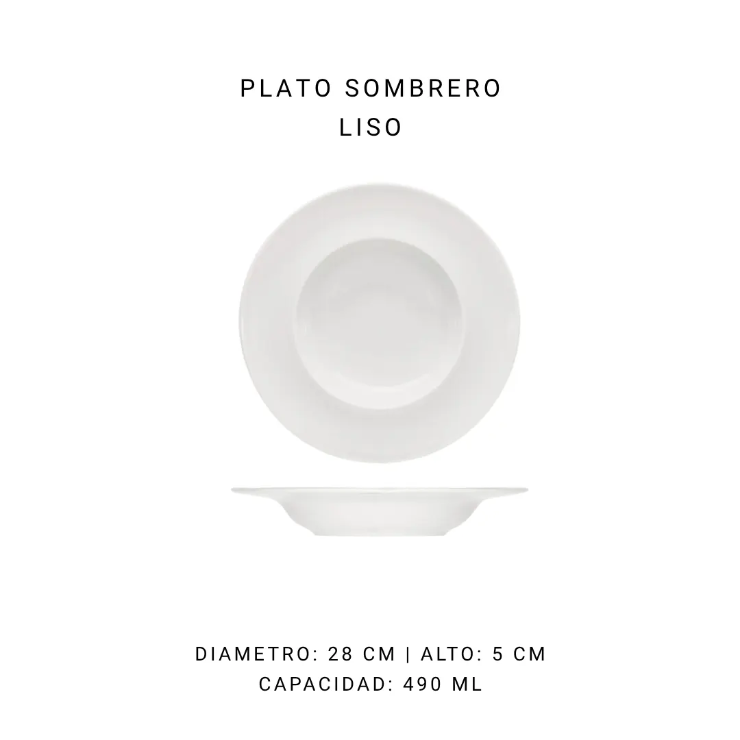 Plato sombrero liso 27 cm (250 - 340 ml) — alquiler en Bogotá