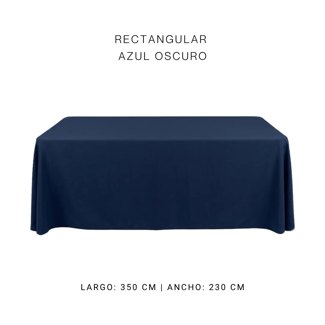 Mantel faldón azul oscuro — alquiler en Bogotá