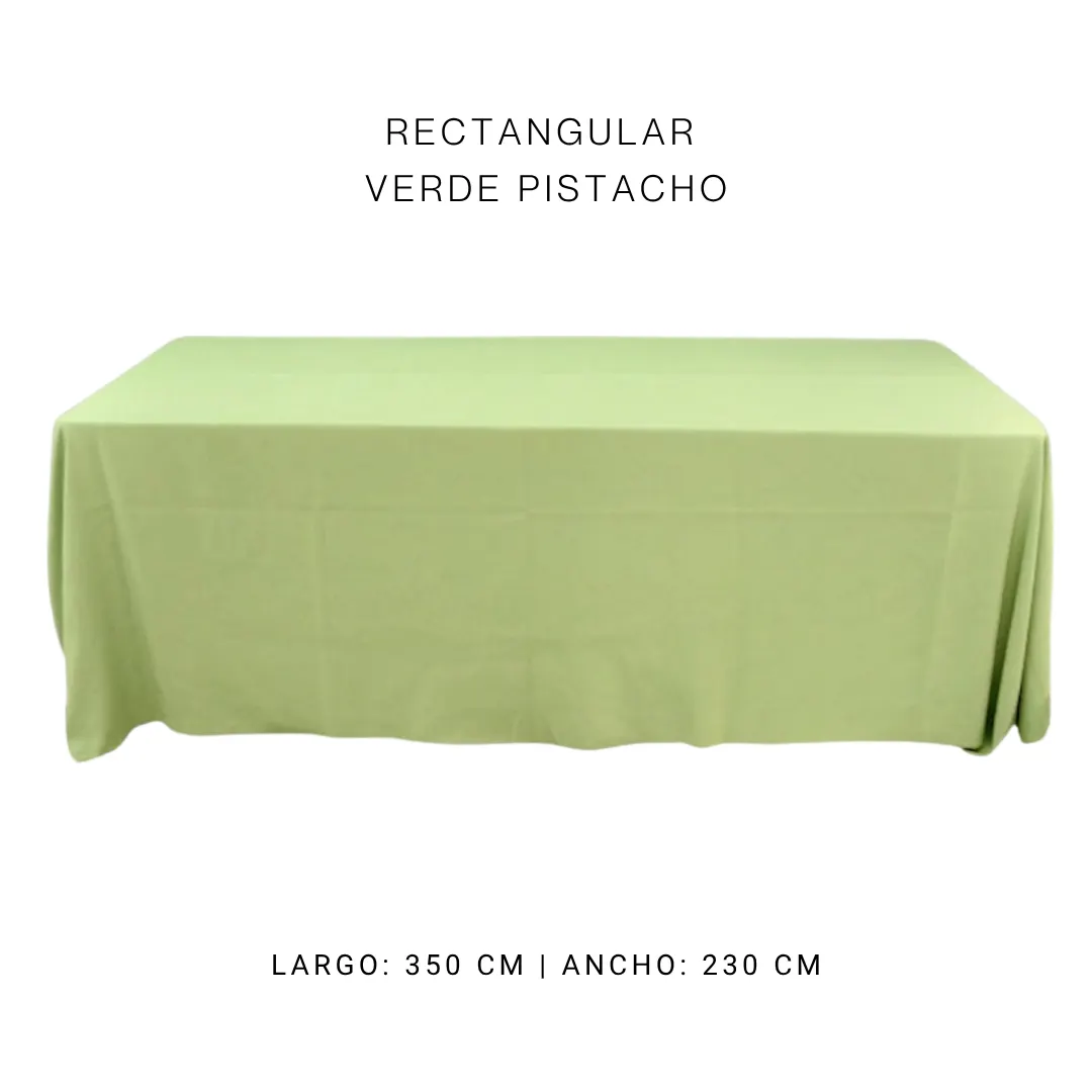 Mantel faldón verde pistacho — alquiler en Bogotá