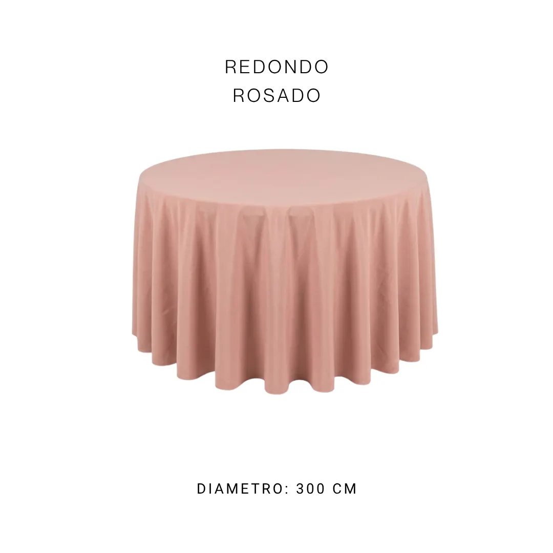 Mantel redondo rosado — alquiler en Bogotá