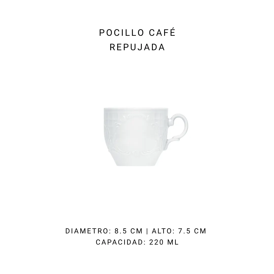 Pocillo café repujada (220 ml) — alquiler en Bogotá